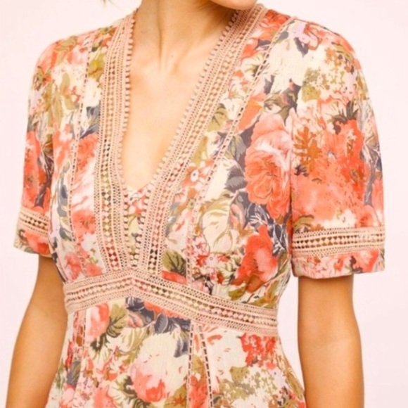 Ranna Gill Anthropologie | Rose Bouquet Floral Lace Dress | Sz 2 - Picture 3 of 13